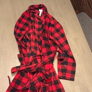 Red and Black Checkered Men's Robe